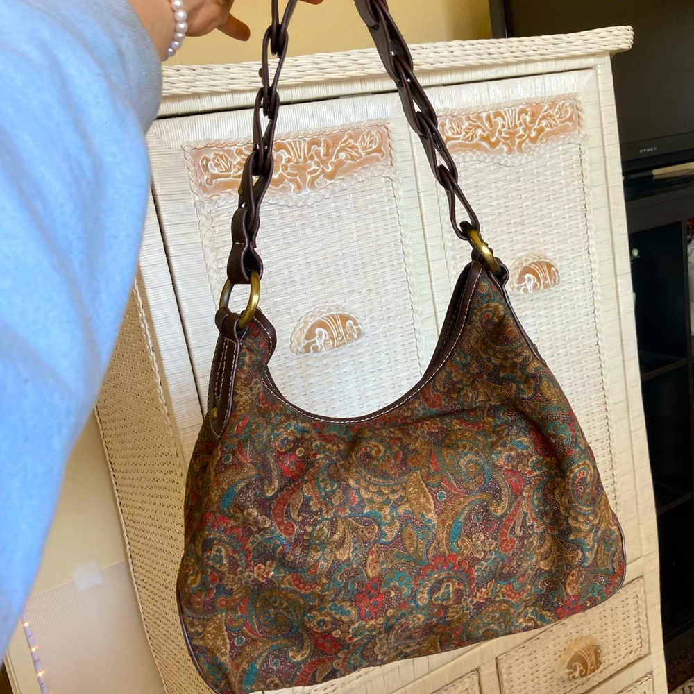VINTAGE TOMMY HILFIGER PAISLEY, BROWN MULTICOLOR SHOULDER BAG